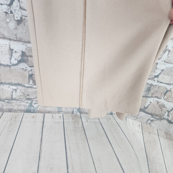 H Halston High Rise Wide Leg Dress Pant Tan Velvet Piping Bandless Waist Size 6 - Picture 13 of 16